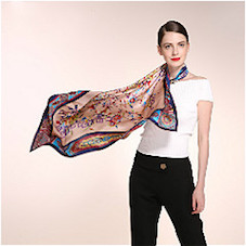 90*90 Silk satin square printed scarf