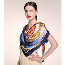 110cm * 110cm Silk satin printed square scarf